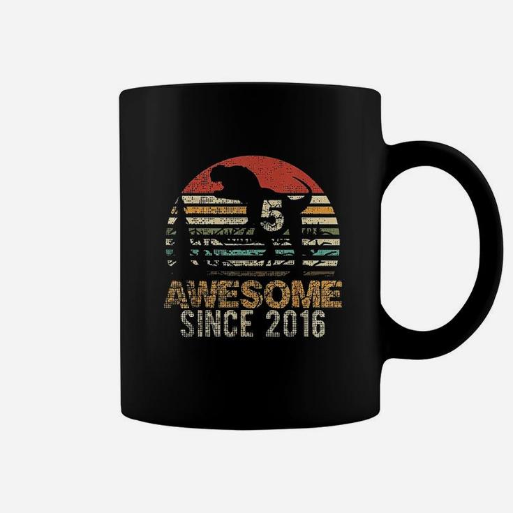 5Th Birthday Dinosaur 5 Year Old Boy Kids Awesome Since 2016 Coffee Mug