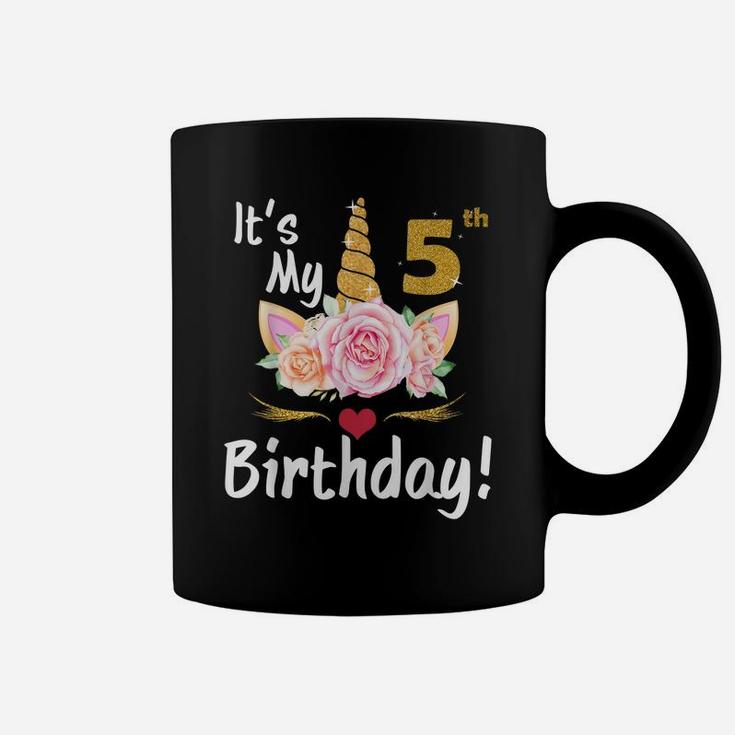 5Th Birthday Girl 5 Years Old Awesome Unicorn Flower Bday Coffee Mug