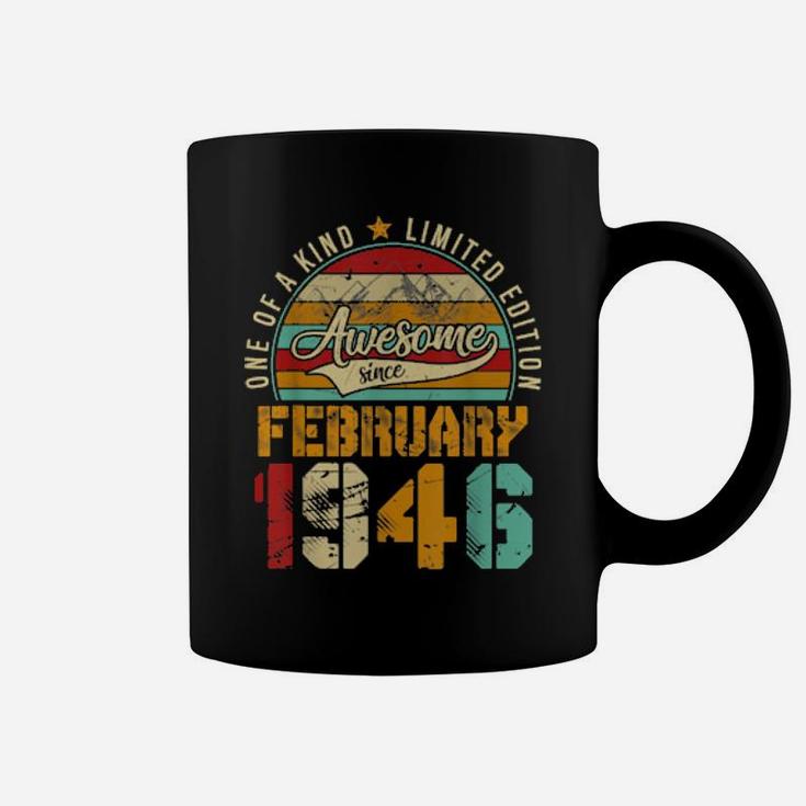 75Th Birthday Distressed February 1946 75 Years Old Coffee Mug