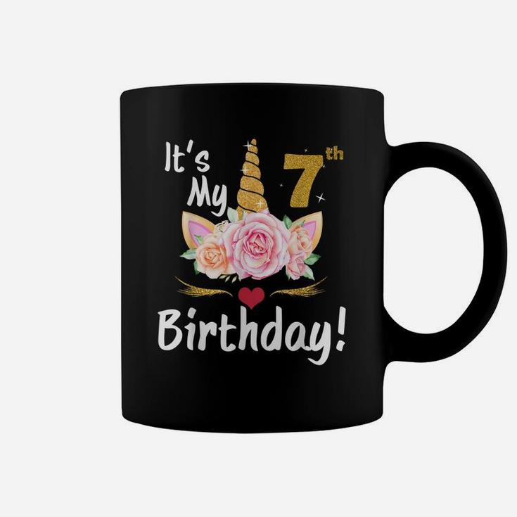 7Th Birthday Girl 7 Years Old Awesome Unicorn Flower Bday Coffee Mug