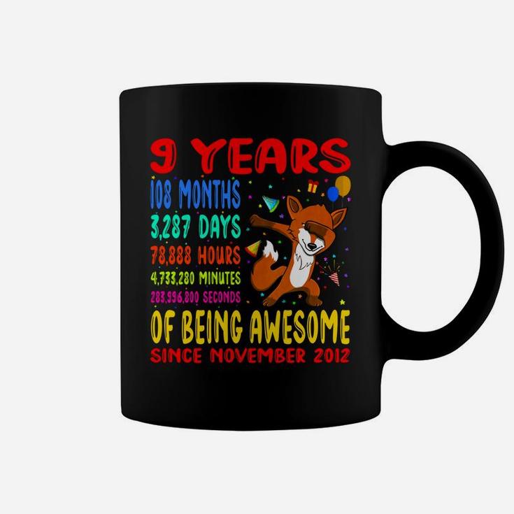 9 Years 108 Months Of Being Awesome 9Th Birthday Dabbing Fox Coffee Mug