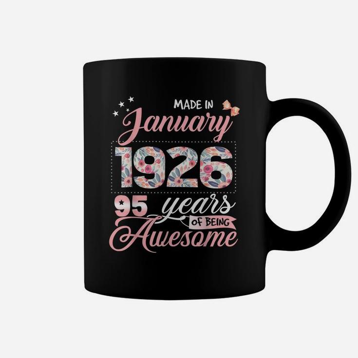 95Th Birthday Floral Gift For Womens Born In January 1926 Coffee Mug