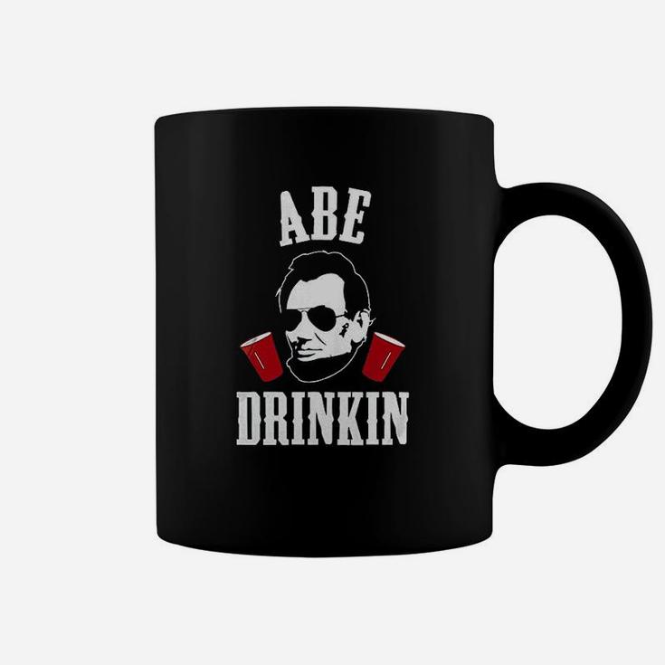 Abe Drinkin 4Th Of July  Navy Blue With White Red Print Coffee Mug