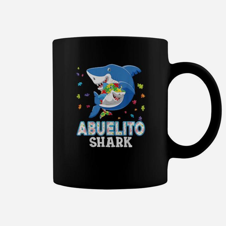 Abuelito Shark Autism Awareness Rainbow Puzzle Matching Do Coffee Mug