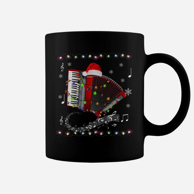 Accordion Instrument Santa Hat Christmas Lights Xmas Gifts Coffee Mug