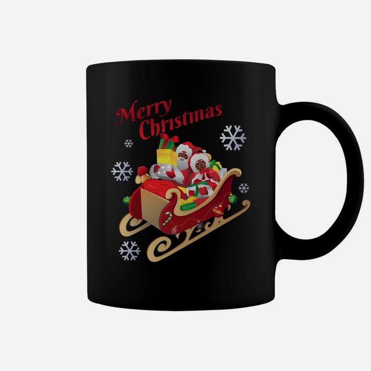 African American Santa Claus & Mrs Claus Merry Christmas Sweatshirt Coffee Mug