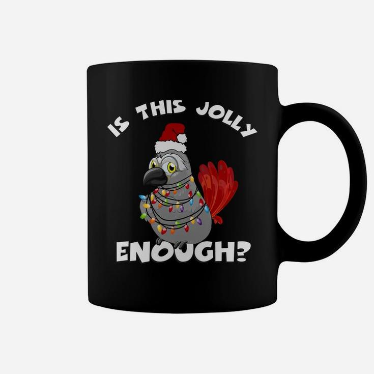 African Grey Parrot Jolly Santa With Lights Coffee Mug