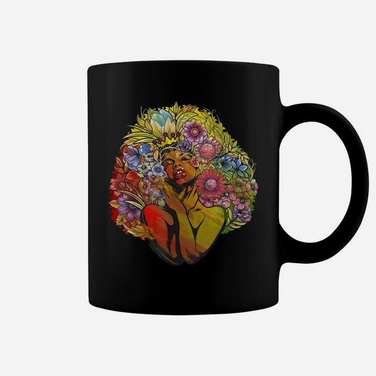 Afro Women African American Flower Afro Hair African Melanin Coffee Mug