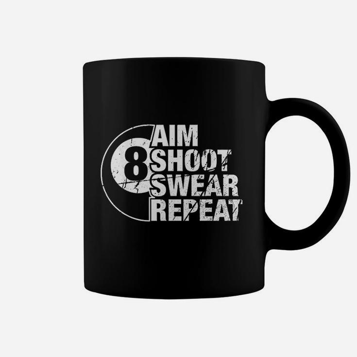 Aim Shoot Swear Repeat 8 Ball Pool Billiards Player Coffee Mug