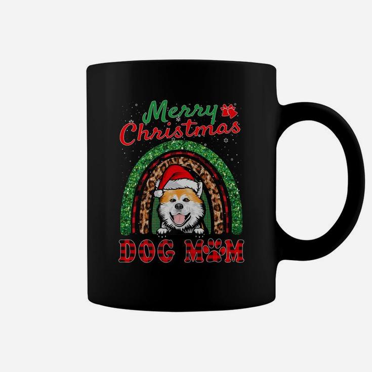Akita Inu Santa Dog Mom Boho Rainbow Funny Christmas Coffee Mug