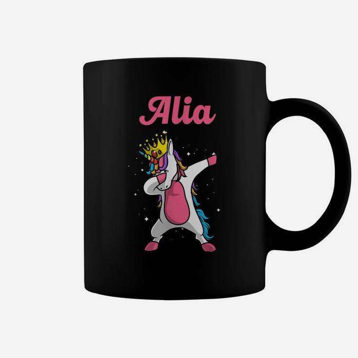 Alia Name Personalized Birthday Dabbing Unicorn Queen Coffee Mug