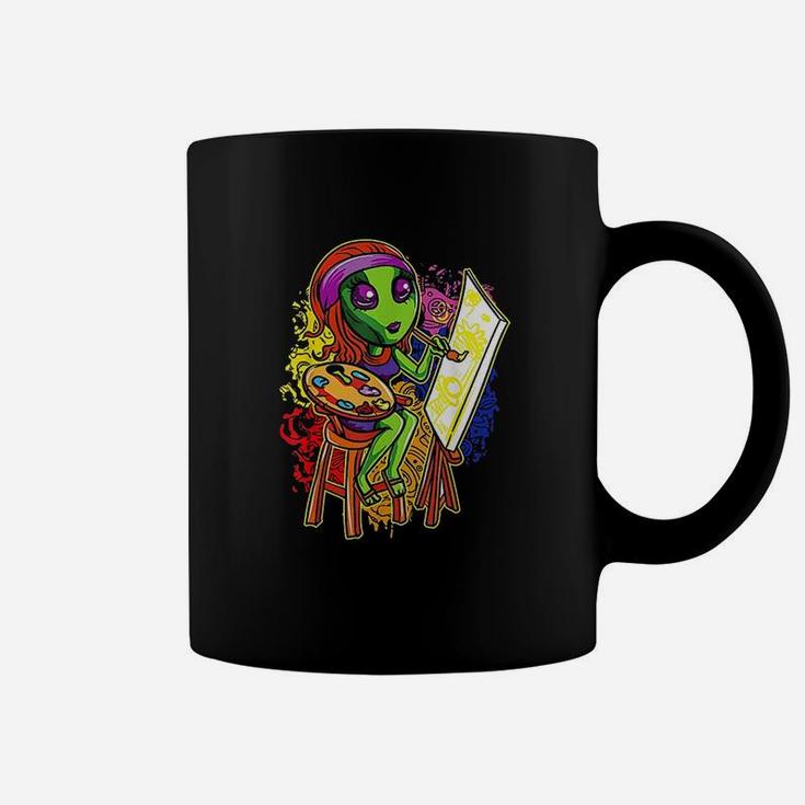 Alien Hippie Artist Painter Girl Women Cute Science Fiction Coffee Mug