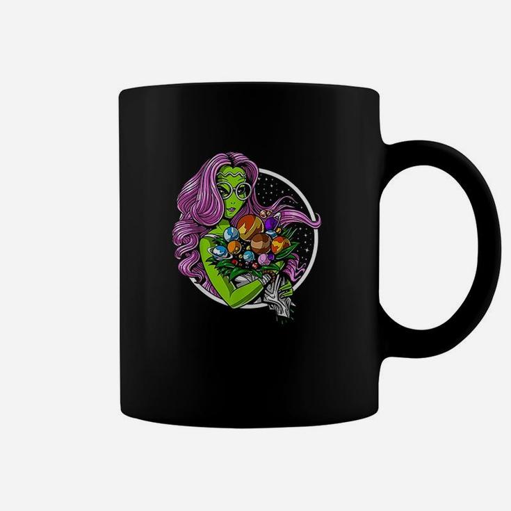 Alien Hippie Psychedelic Space Planets Flowers Women Coffee Mug