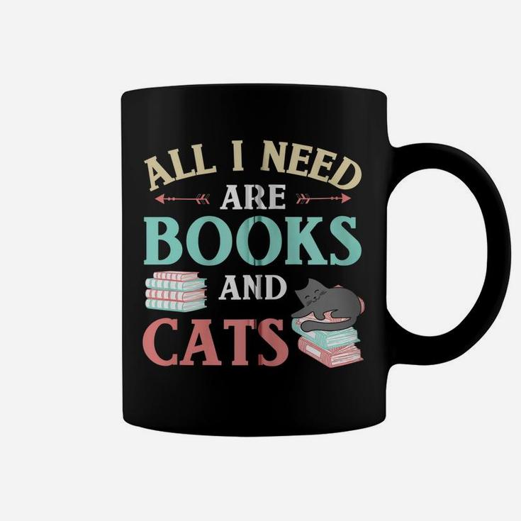 All I Need Are Books & Cats Funny Cat Mom Book Reading Lover Zip Hoodie Coffee Mug