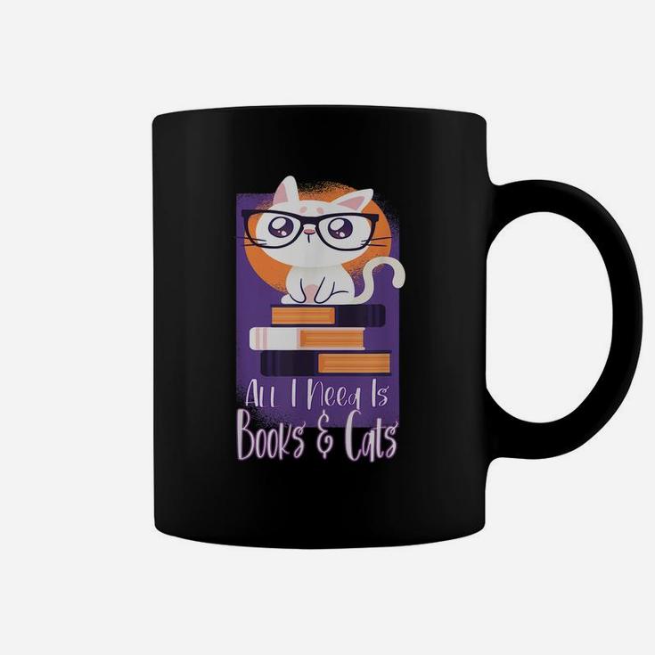 All I Need Is Books And Cats Pastel Cat Art For Book Lovers Coffee Mug