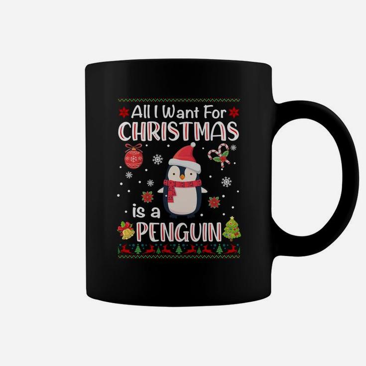 All I Want Is A Penguin For Christmas Ugly Xmas Pajamas Sweatshirt Coffee Mug