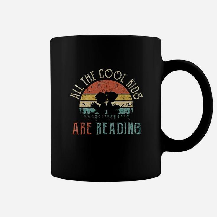All The Cool Kids Are Reading Book Vintage Reto Sunset Coffee Mug