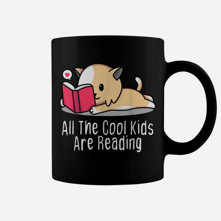 All The Cool Kids Are Reading Tee Book Cat Lovers Coffee Mug