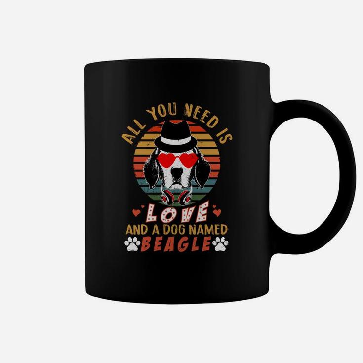 All You Need Love And A Dog Name Beagle Valentines Day Coffee Mug