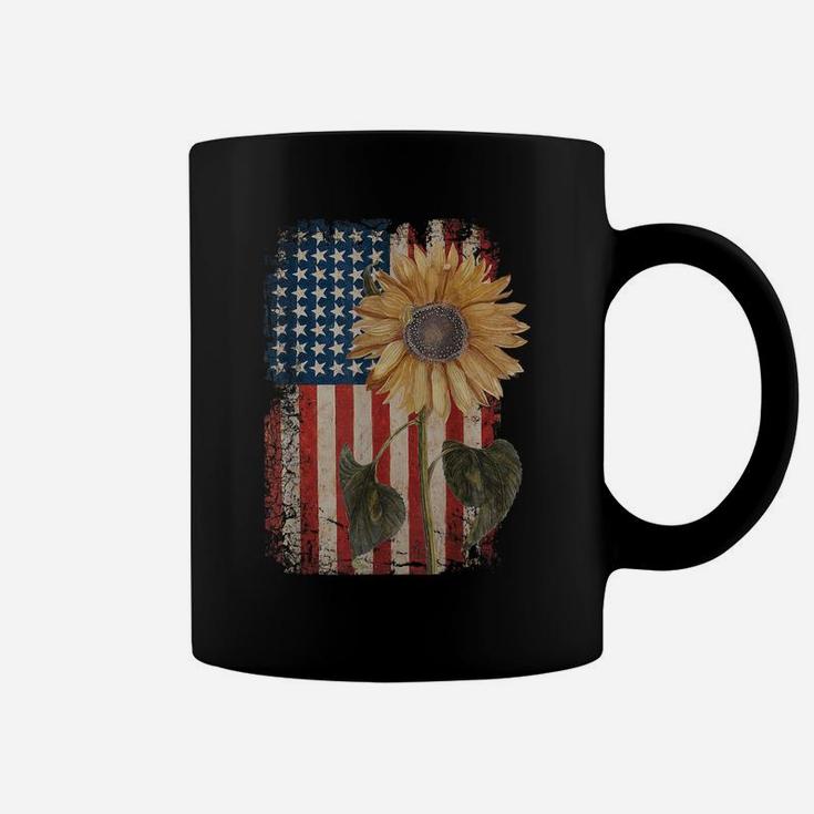 America Sunflower Flag 4Th July American Patriotic Flower Coffee Mug