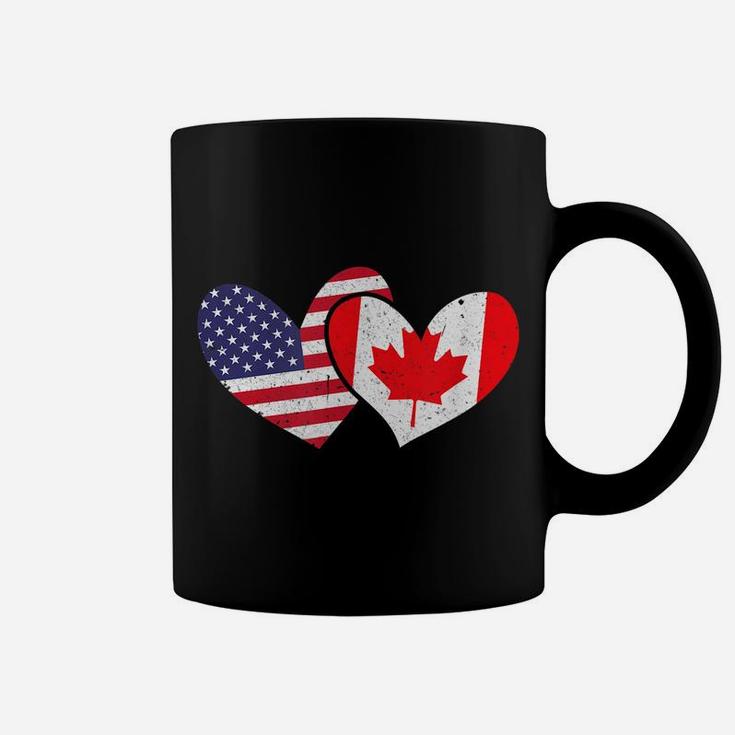 America Usa United States Love Canada Hearts Flags Design Coffee Mug