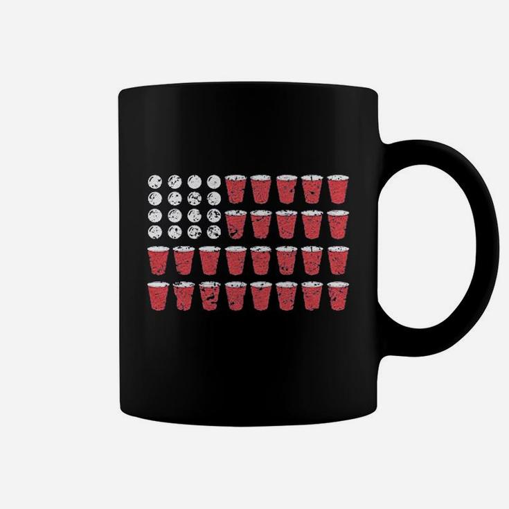 American Flag Beer Pong Funny Fourth Of July Drinking Coffee Mug