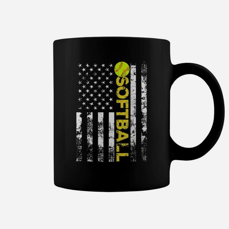 American Flag Softball Team Gift Coffee Mug