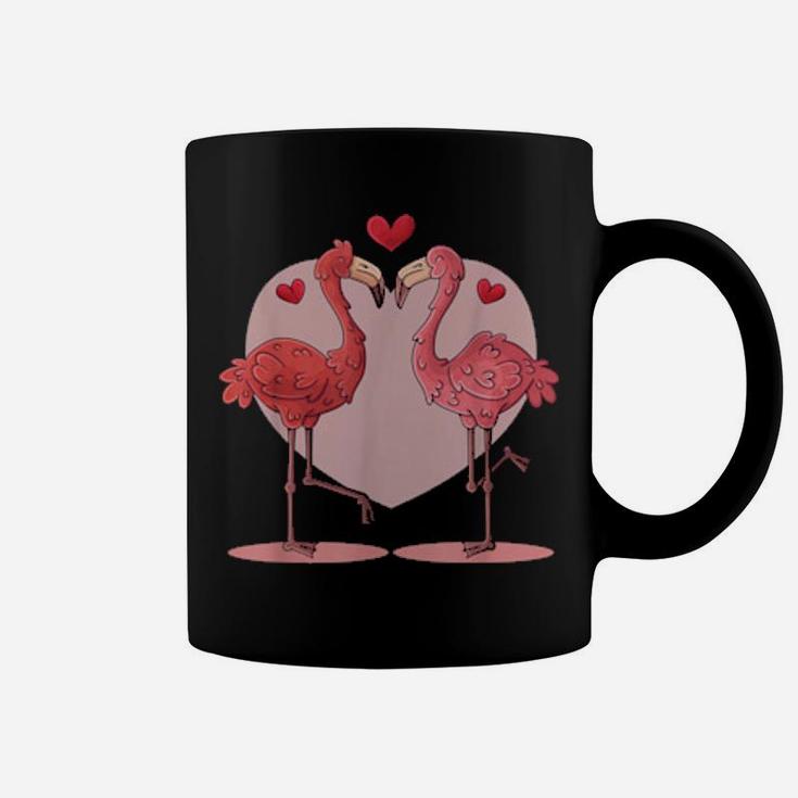 Animal Love Valentines Day Cute Flamingo Pink Heart Coffee Mug