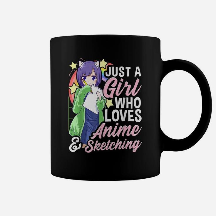 Anime Girl Just A Girl Who Loves Anime And Sketching Drawing Coffee Mug