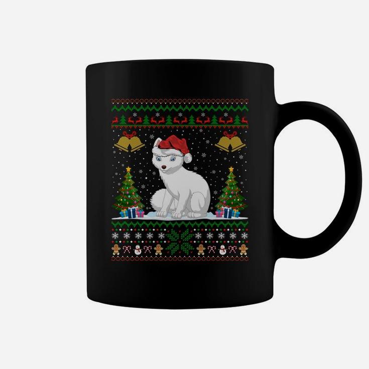 Arctic Fox Xmas Gift Santa Hat Ugly Arctic Fox Christmas Sweatshirt Coffee Mug