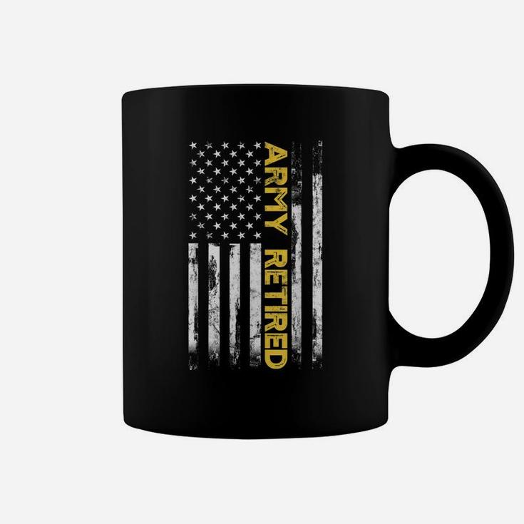 Army Retired Military US Army Thin Gold Line American Flag Coffee Mug