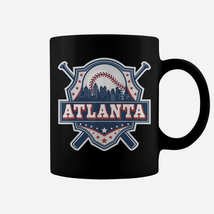 Atlanta Baseball Skyline Cityscape Classic Retro Baseball Coffee Mug