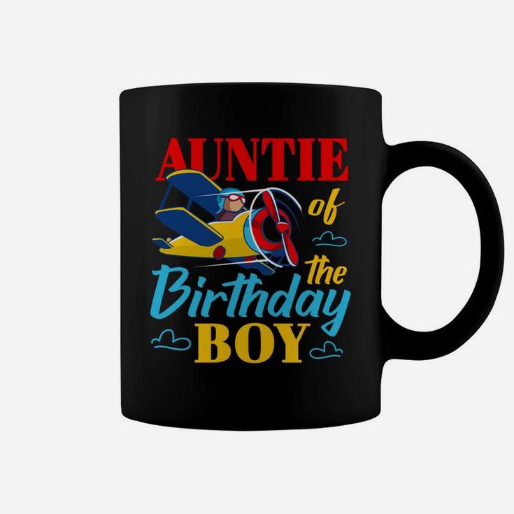 Auntie Of The Birthday Boy Kids Airplane Party Matching Gift Coffee Mug
