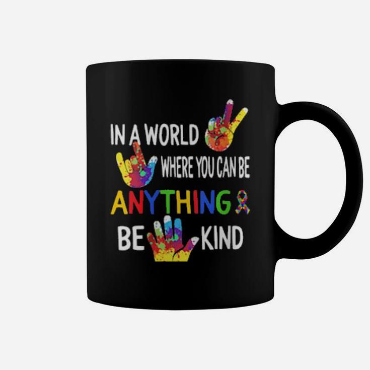 Autism Awareness In World Be Kind Asl Language Puzzle Ribbon Coffee Mug