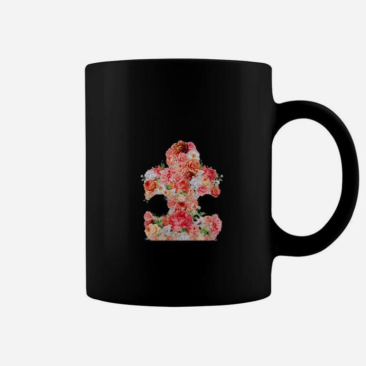 Autism Floral Puzzle Piece Autistic Art Coffee Mug