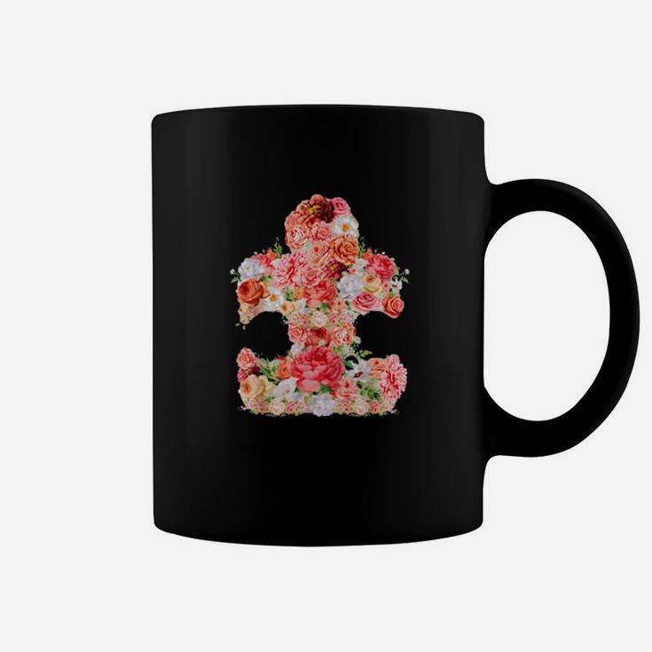 Autism Floral Puzzle Piece  Autistic Art Coffee Mug