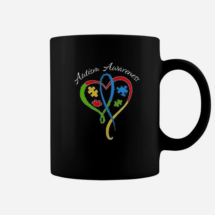 Awareness Heart Ribbon And Puzzle Coffee Mug