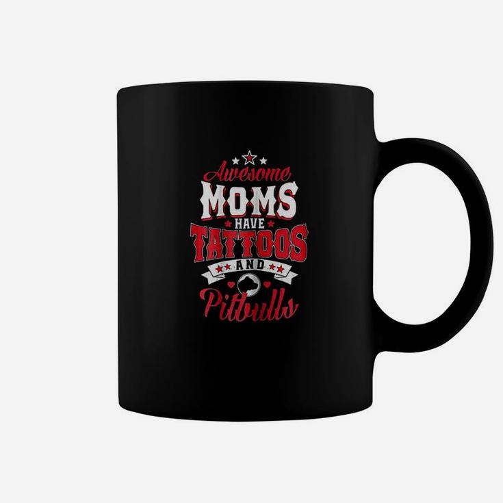 Awesome Moms Have Tattoos And Pitbulls Pit Bull Gift Coffee Mug