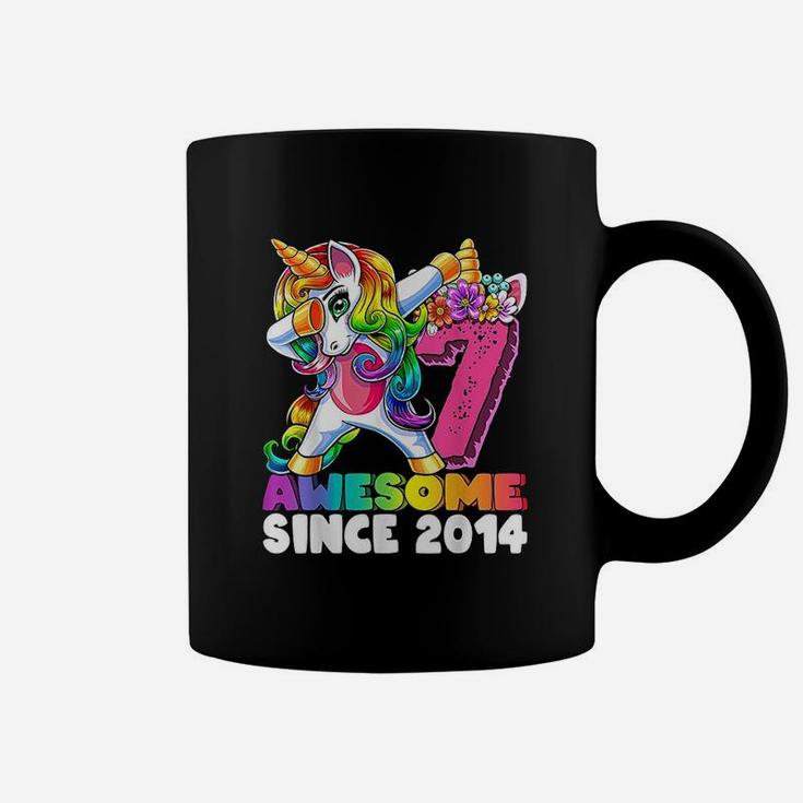 Awesome Since 2014 Dabbing Unicorn 7Th Birthday Coffee Mug