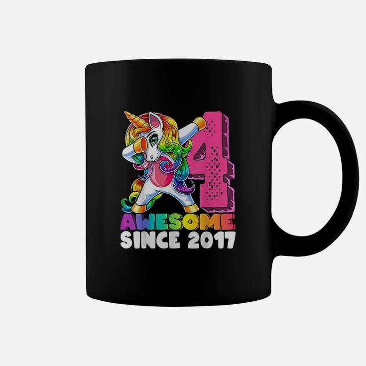 Awesome Since 2017 Dabbing Unicorn 4Th Birthday Gift Girls Coffee Mug