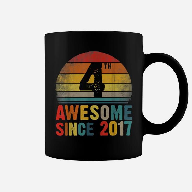 Awesome Since 2017 Distressed 4Th Birthday 4 Yrs Old Coffee Mug