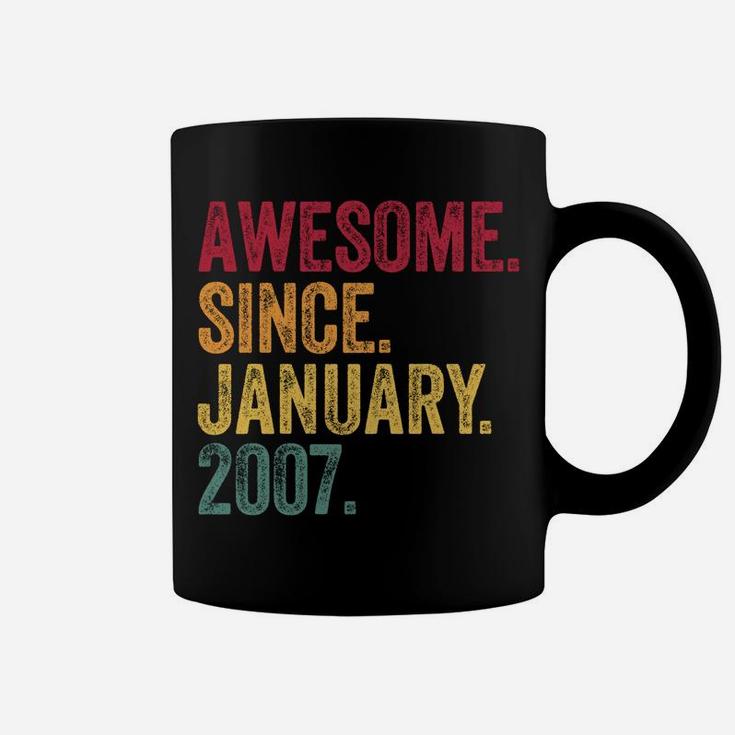 Awesome Since January 2007 14Th Birthday Gift Retro Vintage Sweatshirt Coffee Mug