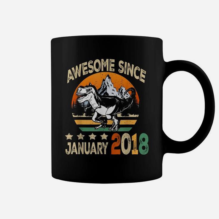 Awesome Since January 2018 Dinosaur 3Rd Birthday Gift Boy Coffee Mug