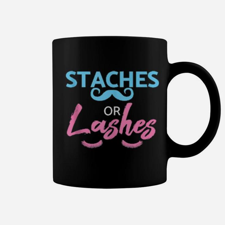 Baby Shower Gender Reveal Shirt Staches Or Lashes Coffee Mug