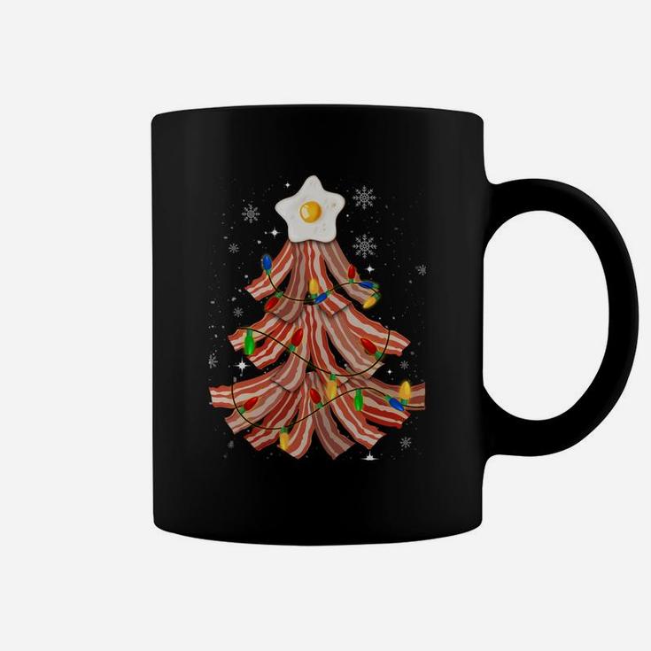 Bacon Christmas Tree Egg Top Xmas | Funny Pork Lover Party Sweatshirt Coffee Mug