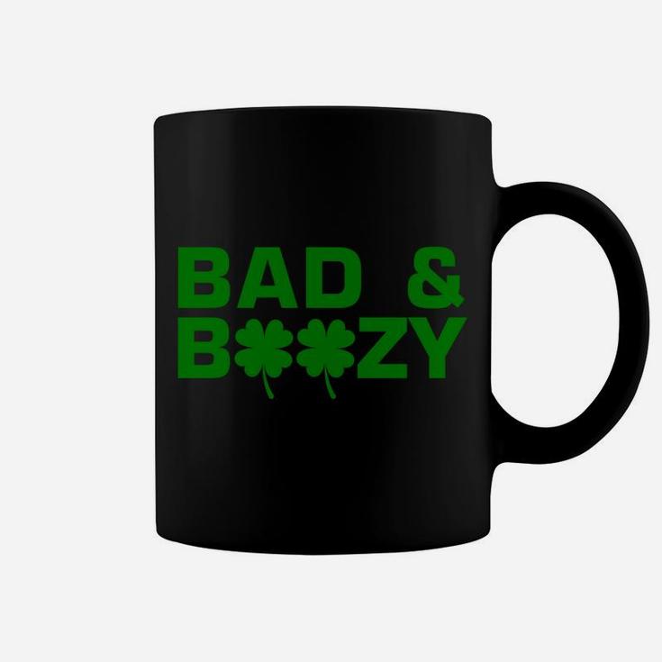 Bad And Boozy Funny St Patricks Day Drinking Shamrock Coffee Mug
