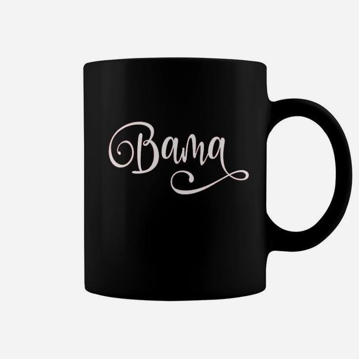 Bama White Fancy Script Alabama Coffee Mug
