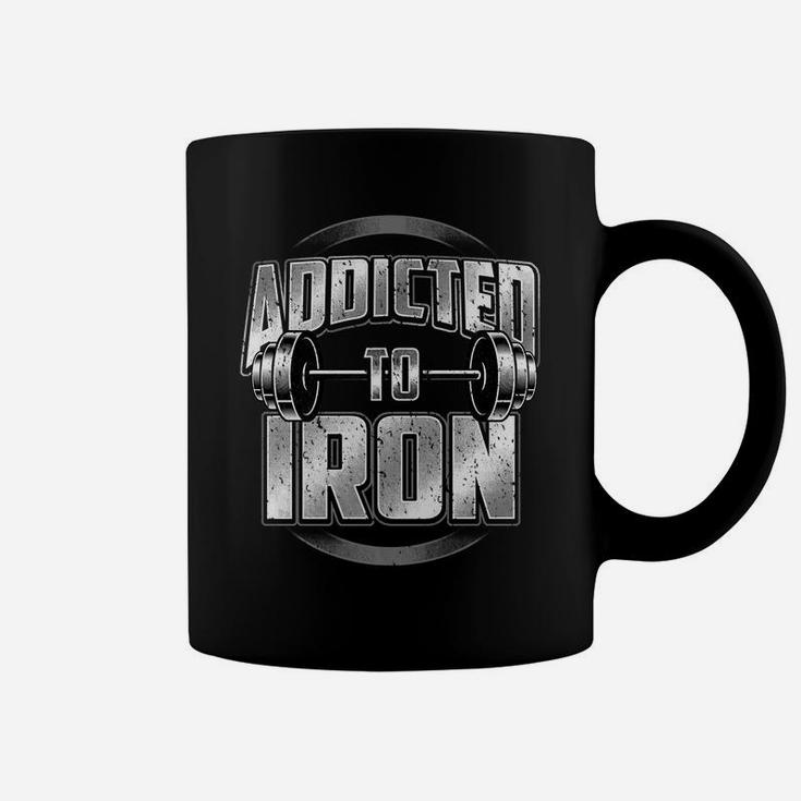 Barbell Workout Addicted To Iron Fitness Weightlifting Gym Coffee Mug