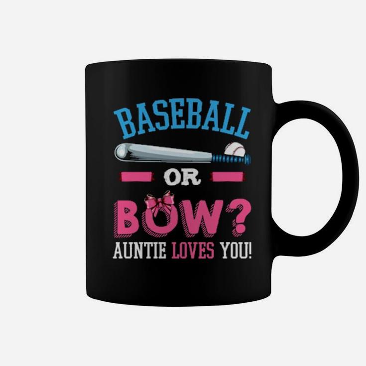 Baseball Or Bow Auntie Loves You Pregnancy Baby Party Gender Coffee Mug