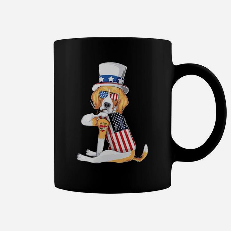 Beagle Dog Merica 4Th Of July Usa American Flag Men Women Coffee Mug